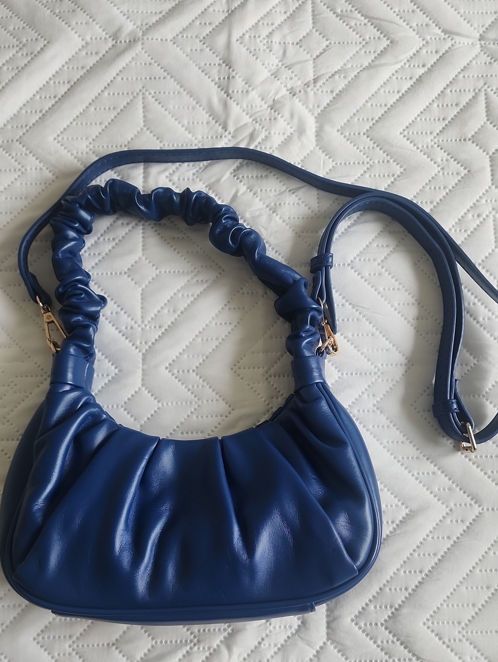 Urban Expressions Cobalt Blue Ruched Navy Shoulder Bag Adjustable Strap